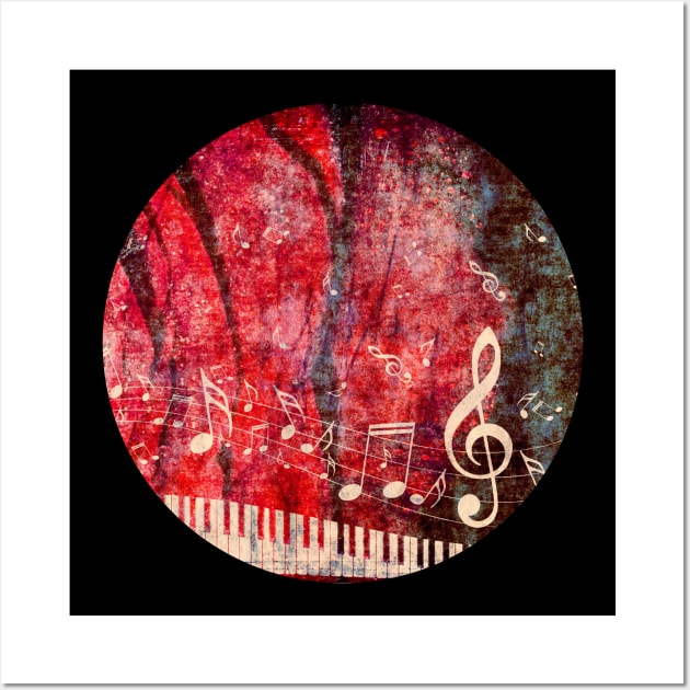Piano Keyboard with rose and notes Wall Art by AnnArtshock